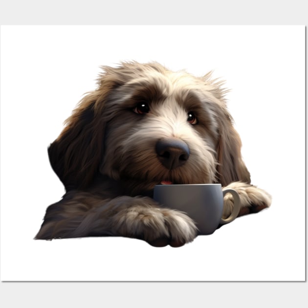 Cozy Canine Morning Brew Wall Art by vk09design